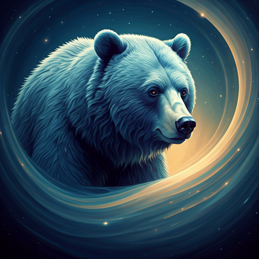 A pale blue bear illustration wrapped in a swirl of starlight — an example cover picture